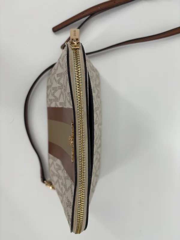 Michael Kors Vanilla and Cedar Signature Stripe Crossbody - Image 5