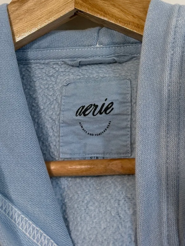 Aerie Blue Hoodie Sweatshirt Size Small - Image 3