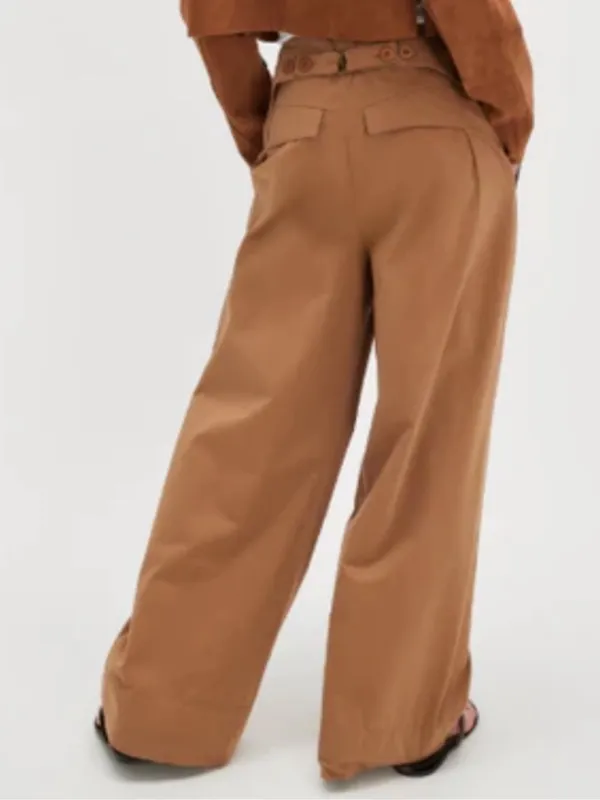 NWT Free People Wide Leg Buckle Back Pants Tobacco Brown Size 12 Retail $148.00 - Image 4