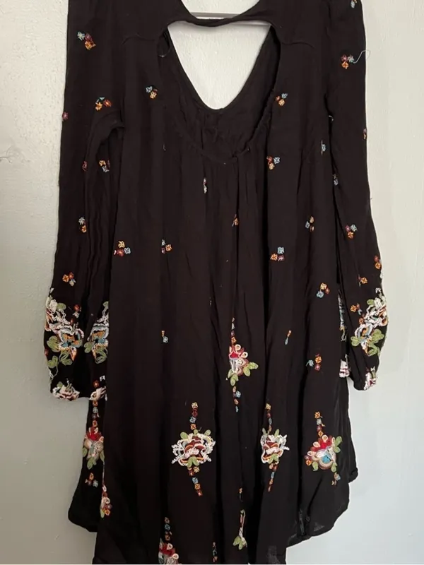 Free People Oxford Embroidered Mini Dress Large Black - Image 7