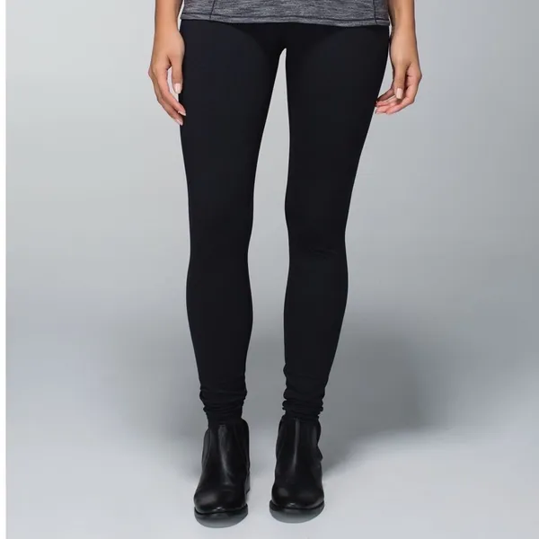 Lululemon Leggings Womens 8 Wunder Under Shine Dot Roll Down Limited Edition Blk - Image 2