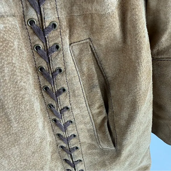 Vintage Wilsons Leather Maxima Brown Suede Trench Coat with Braided Accents - Image 11