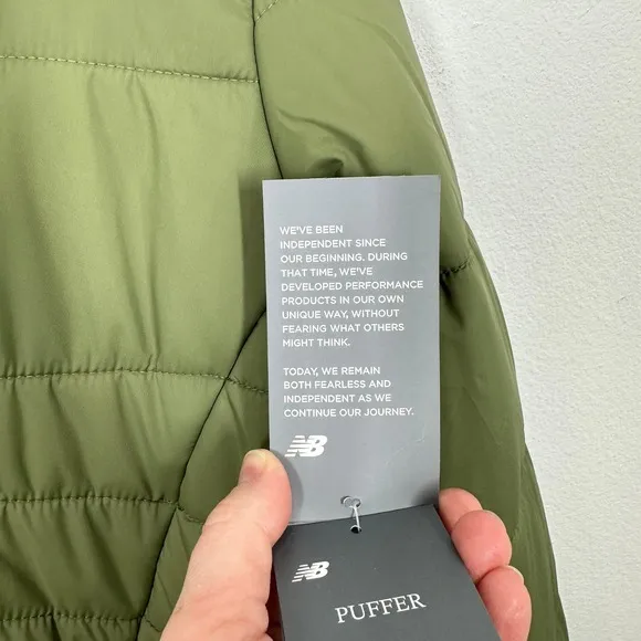 New Balance Women Puffer Jacket Forest Green Hooded Water Wind‎ Resistant XL - Image 6