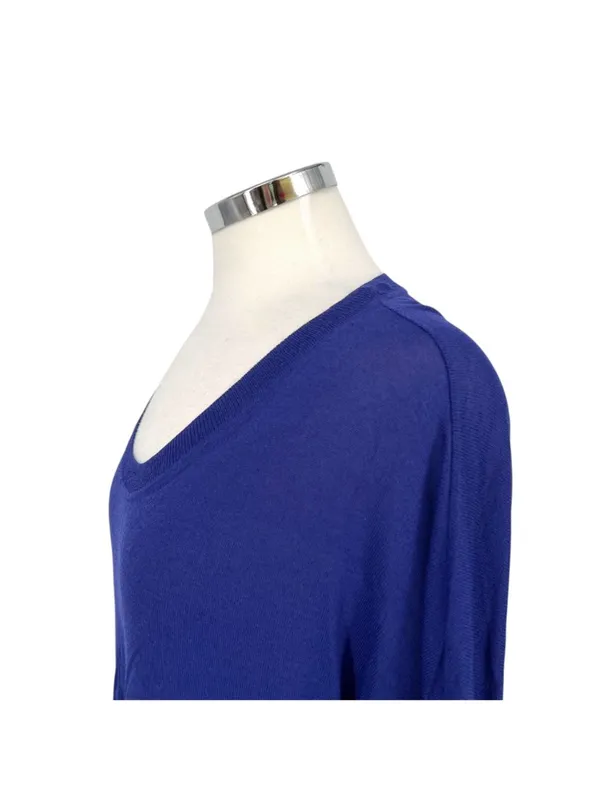 Wilfred Blue Knit Short Sleeve Side Slit Top Size Large Minimalist Casual Chic - Image 5