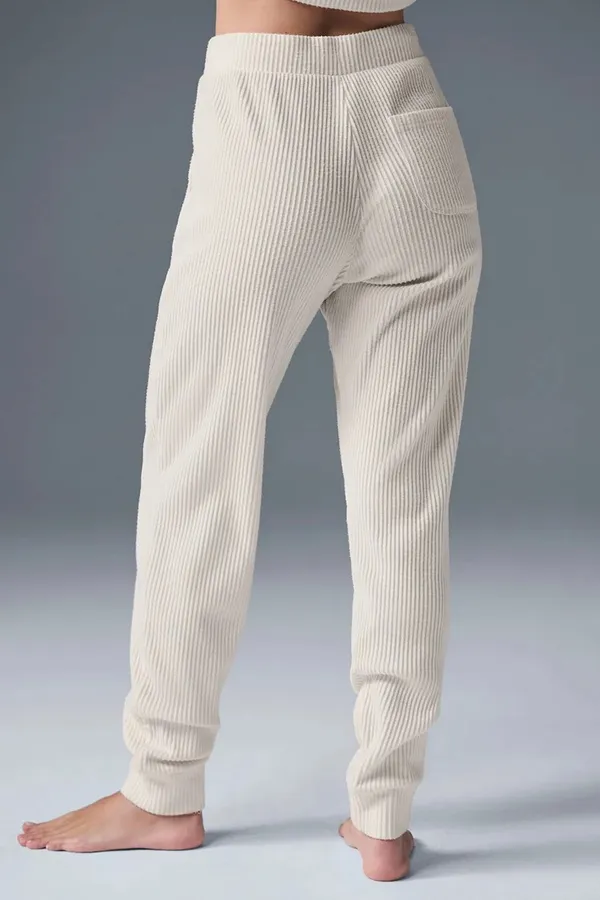 Alo Yoga | Xxs Muse Sweatshirt In Ivory Ribbed Jogger High Rise Ankle - Image 5