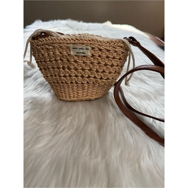 Zara Wicker Mini Lined Bucket Crossbody - Image 2