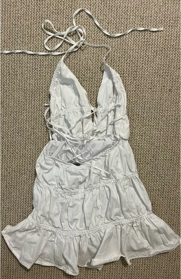 Zara white halter mini dress - Image 4