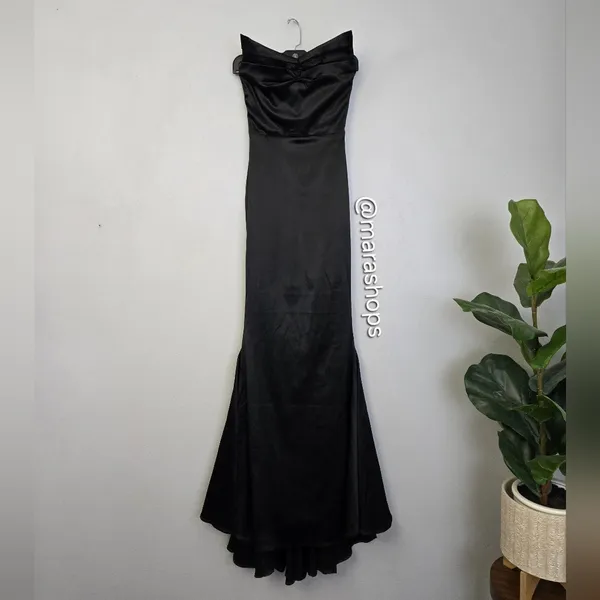 Moda Glam Delphine Strapless Mermaid Gown Black - Image 5