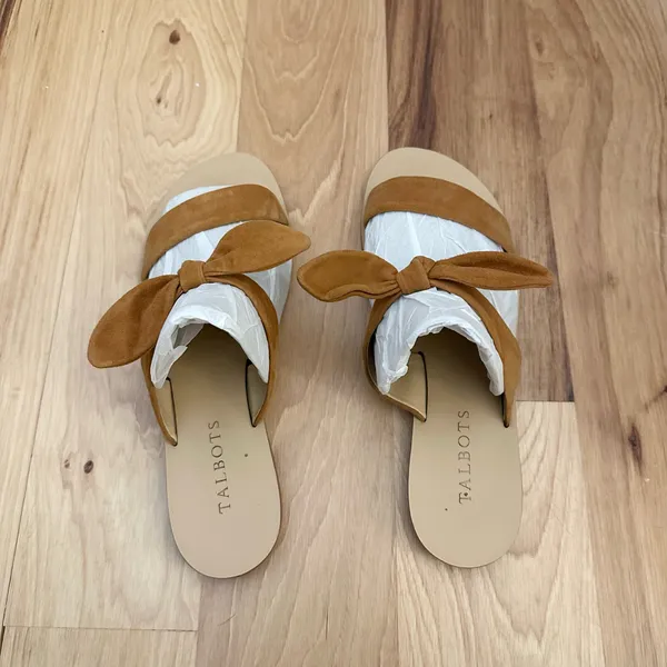 Talbots Tan Leather Knotted Slide Sandals - Image 4