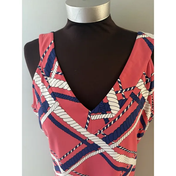 J McLaughlin Dress Womens XL Pink Catalina Cloth Nautical Ropes Old Money Luxury - Image 2