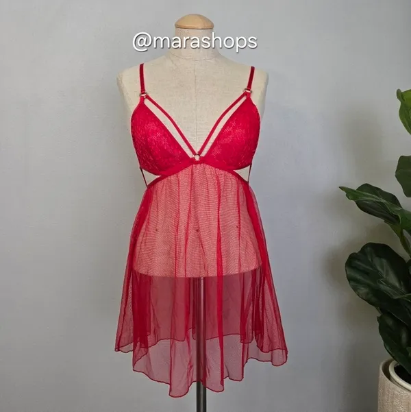 Victoria's Secret Red Snake Lace Babydoll - Image 3