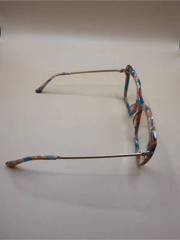Vooglam Colorful Square Frame Fashion Glasses - Blue & Brown, No prescription - Image 4
