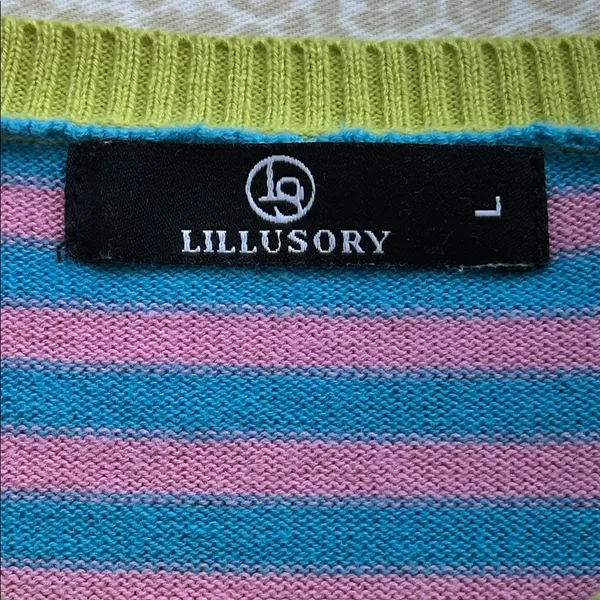 Lillusory Turquoise & Pink Henley Sweater with Green Accents size L - Image 6