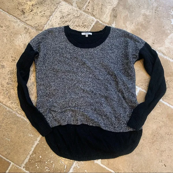 Madewell Chronicle Texture Pullover Sweater Colorblock S Black Gray - Image 3