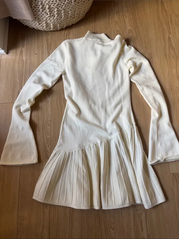 Meshki Cream Knit Mock Neck Sweater Dress - Image 4