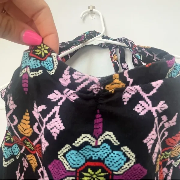 Anthropologie Edme & Esyllte Black Floral Halter Dress Size 4 - Image 5