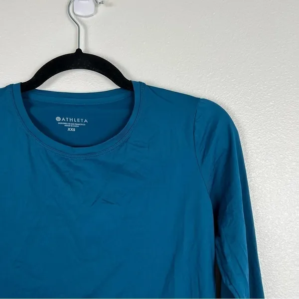 Athleta Cadence Long Sleeve Workout Top‎ Teal Sz XXS - Image 5