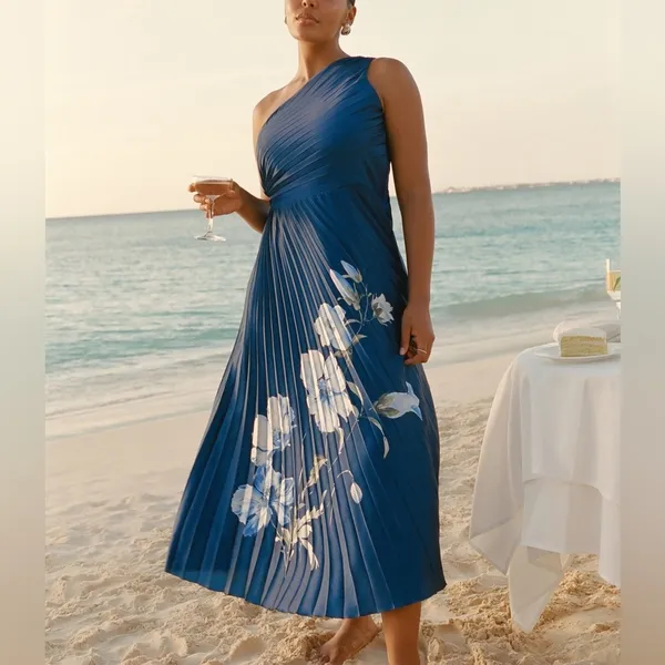 Abercrombie&Fith Giselle Pleated One-Shoulder Maxi Dress-S - Image 2