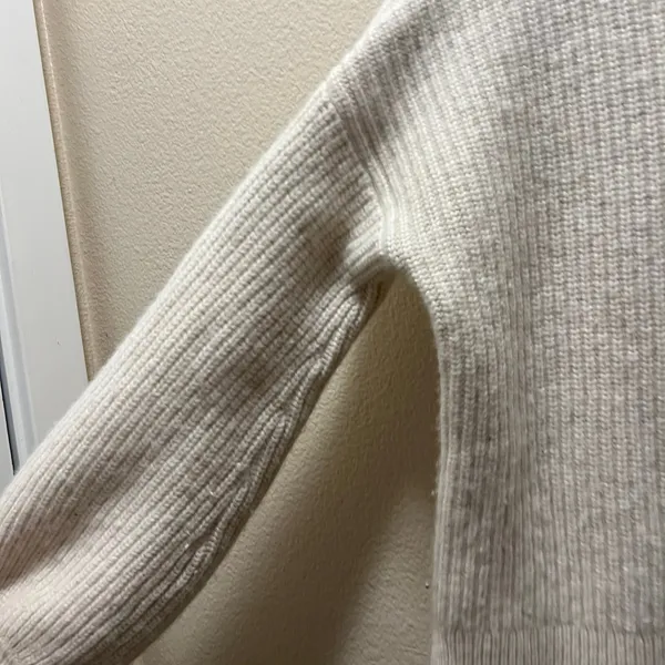 Madewell Boatneck Button Shoulder Sweater White Ribbed Knit Size Small - Image 6