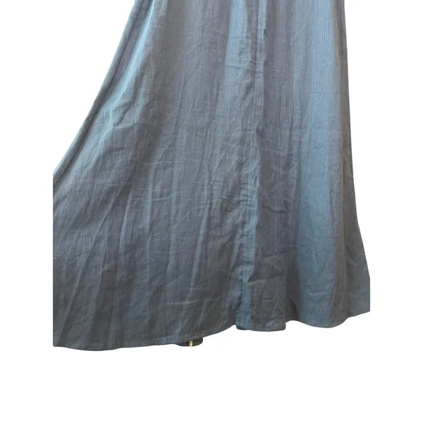 Alexis Jameela Shell Blue Linen Maxi Dress Tie‎ Front Button Size L - Image 16