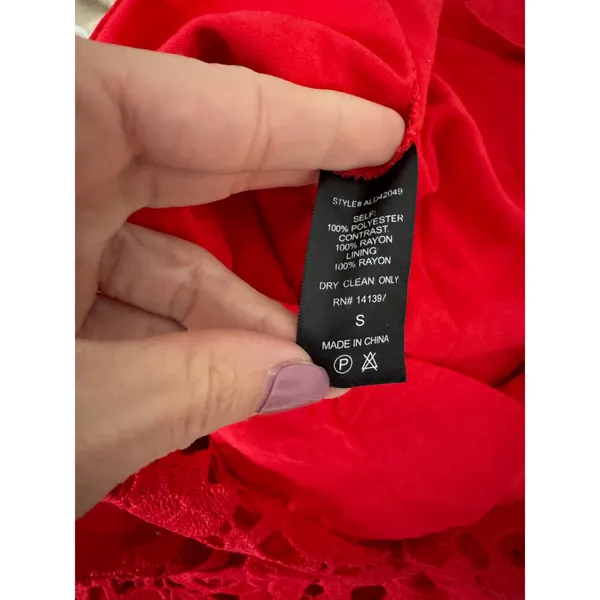 ASTR The Label Lace Adjustable Spaghetti Strap Midi Dress Red Size Small - Image 10