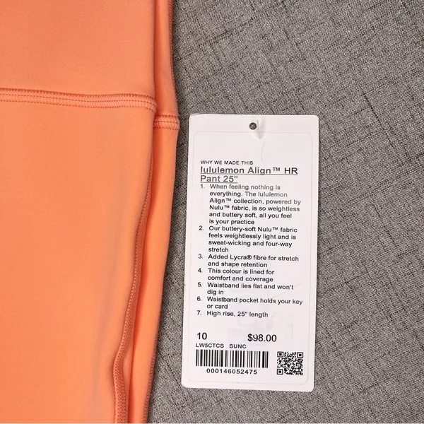 Lululemon Align High Rise Pants Leggings Sunny Coral 10 NWT - Image 10