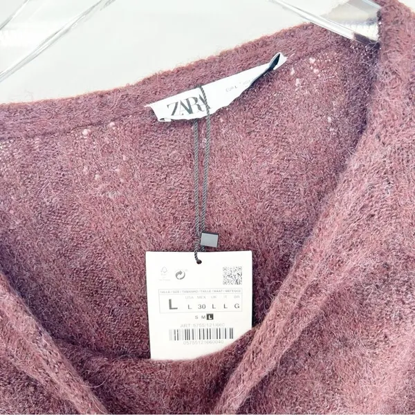 NWT ZARA Asymmetrical Off Shoulder Wool Blend Sweater‎ Women's L Quiet Luxury - Image 7
