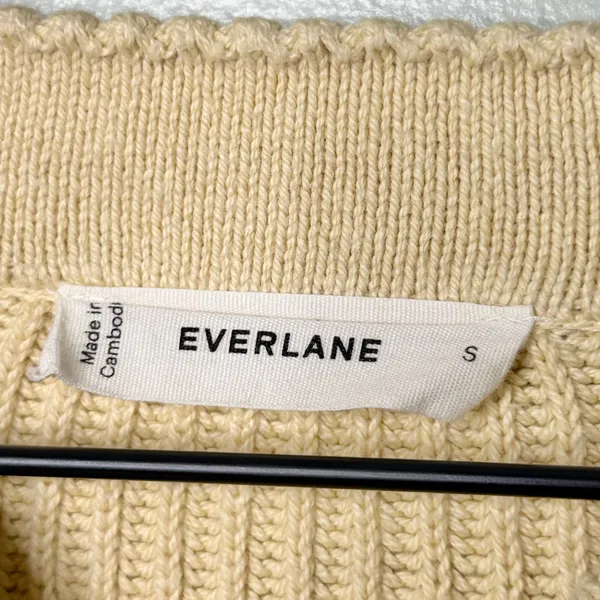 Everlane Organic Cotton Pullover Crewneck Sweater Butter Yellow Women’s Small - Image 5