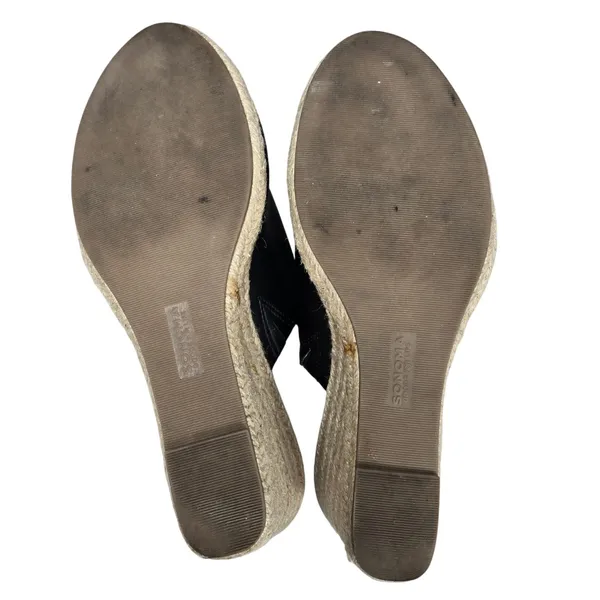 SONOMA Womens Black Espadrille Wedge Mules Sandals Size 9.5 Slip On‎ Peep Toe - Image 8