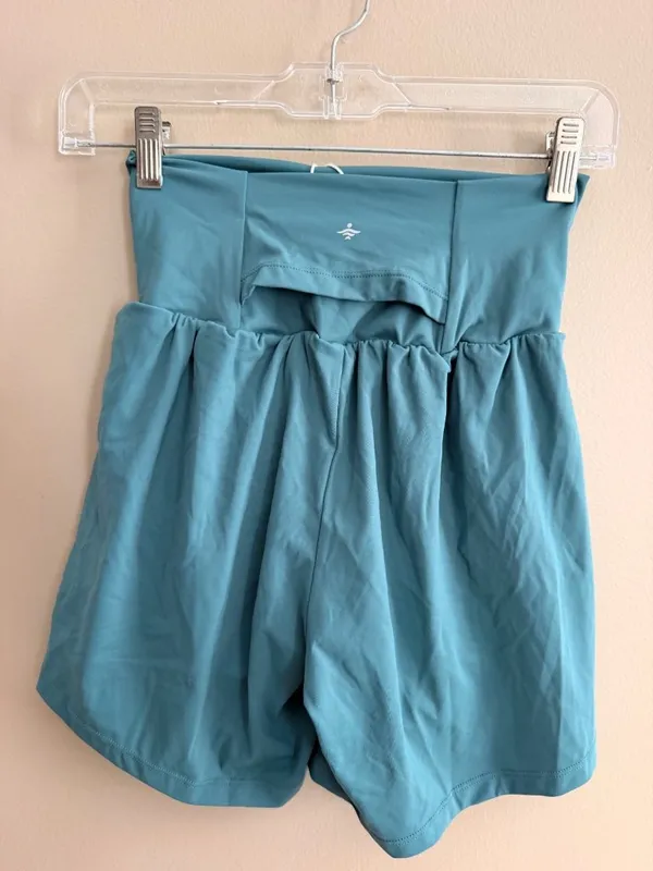 Halara S Long Womens High-Waisted Flow Shorts Small Teal Nylon Blend With Tags - Image 2