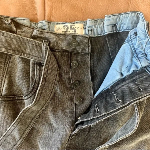 NEW FREE PEOPLE East of Eden Denim Black Mini Skirt - Image 2