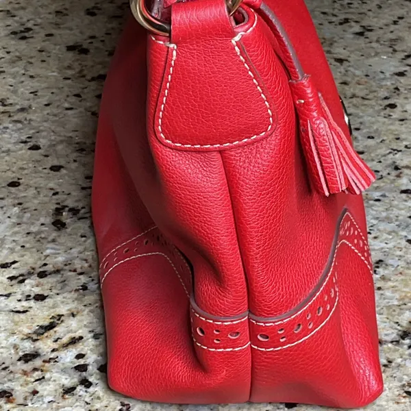 Dooney & Bourke Red Pebbled Leather Hobo Shoulder Bag - EUC - Image 5