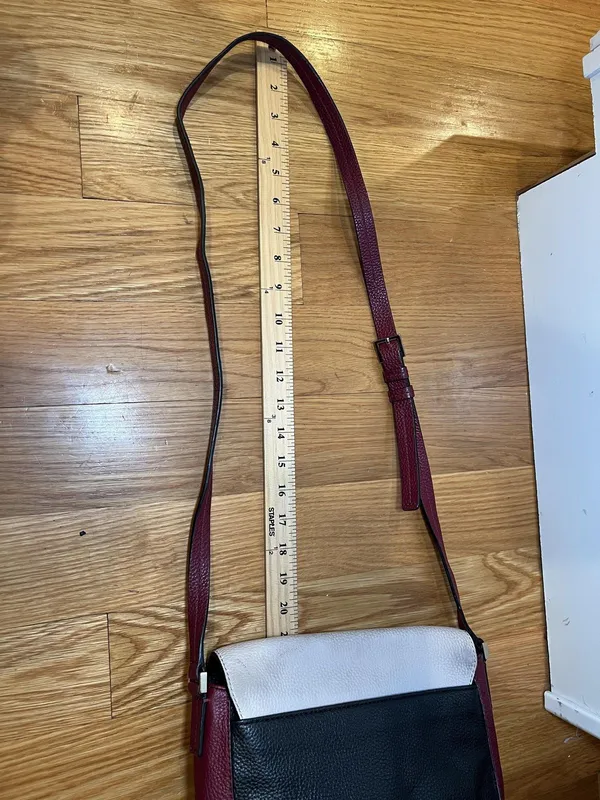 Kate Spade Crossbody Bag Womens Medium Colorblock Black Burgundy White Leather - Image 11