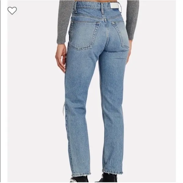 RE/DONE 70's Straight Jeans Women's Size 28 Destroyed Sunfaded Indigo High Rise - Image 2