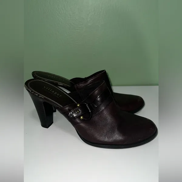 Aldo Dark Brown Leather Mules Size 10 - Image 3