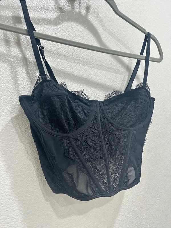 Urban Outfitters Black Lace Bustier Lace Top - Image 3