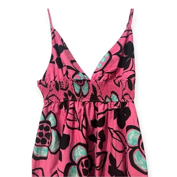 Zara Pink Black Floral Cotton Poplin‎ Midi Dress Size S - Image 8