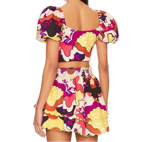 REVOLVE Bailee Crop Top in Cream Purple Multi color - Image 2