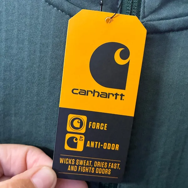 🆕Carhartt Women's Forest Green Force Relax Fit Half Zip Hooded T-Shirt S🆕 - Image 14