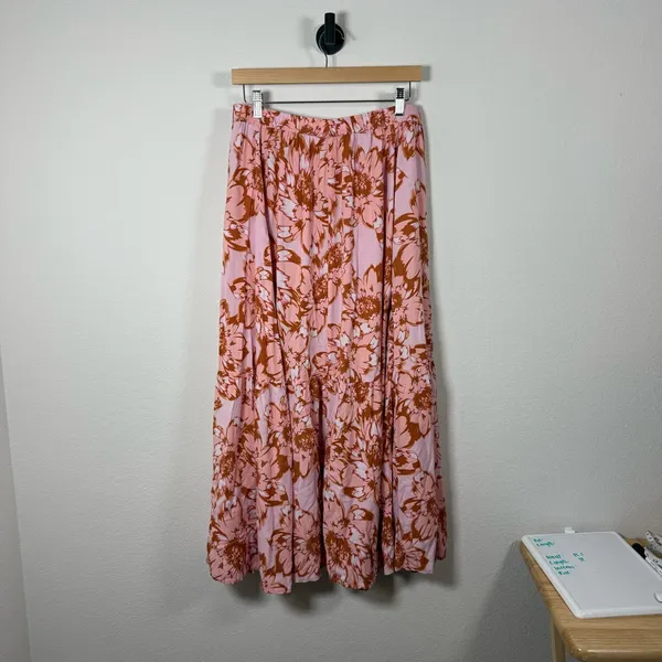 Petal + Pup Women’s Flowy Floral Maxi Skirt Pink/Purple/Orange Size L - Image 10