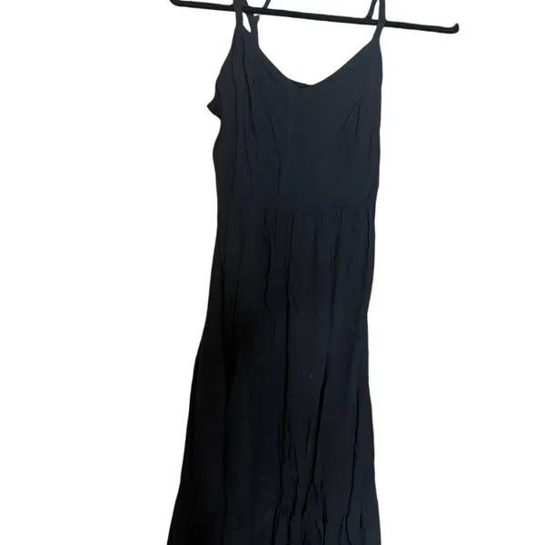 Old Navy Black Smocked Bodice Midi Dress Small Spaghetti Strap Flowy Boho - Image 4