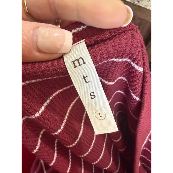 Women's mts Red & White Striped Long Sleeve Dress, Size L - Image 6