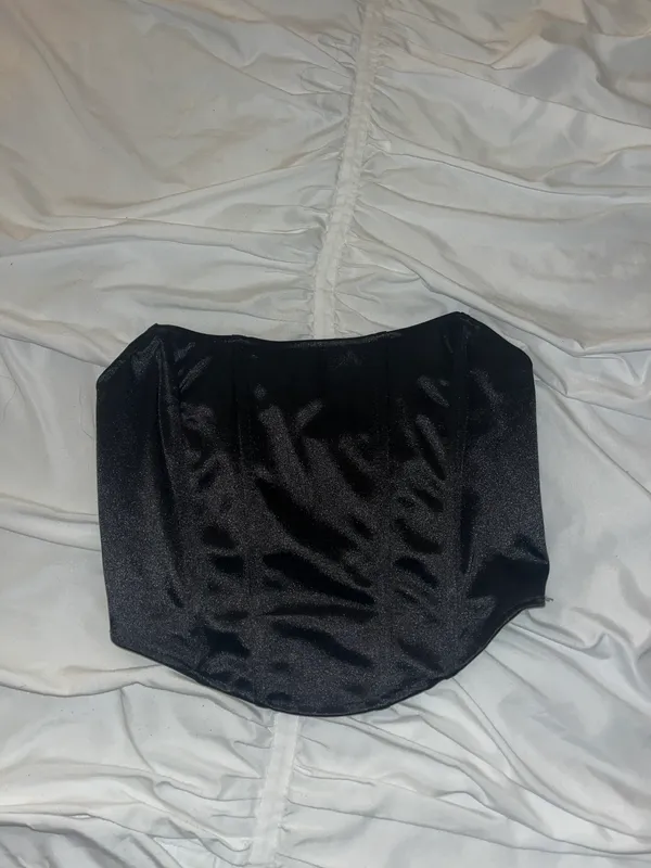 Bustier Black Satin Top - Image 2