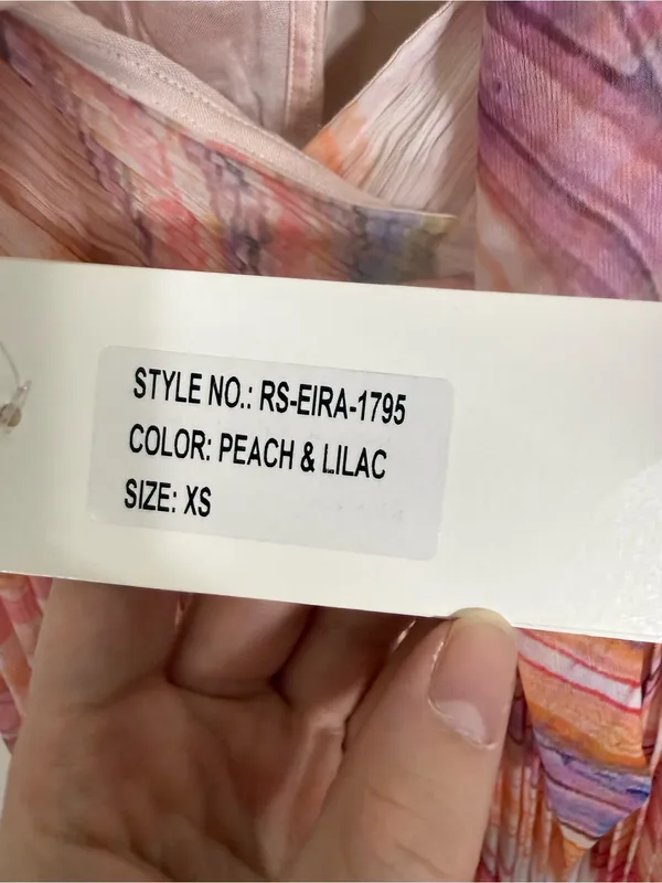 NWT Rococo Sand Eira Maxi Dress Peach Lilac Chiffon Open Back Pleated XS - Image 6