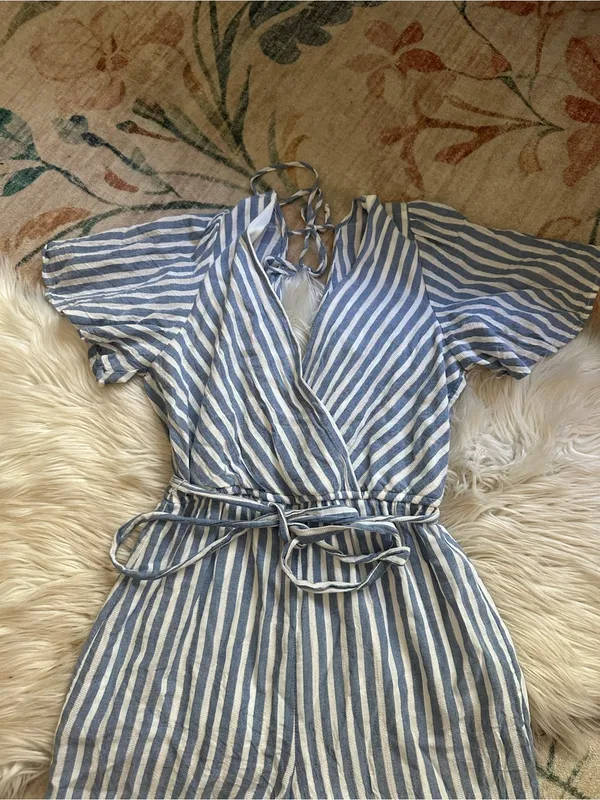 ALTAR’D STATE Blue And White Striped Romper - Image 4