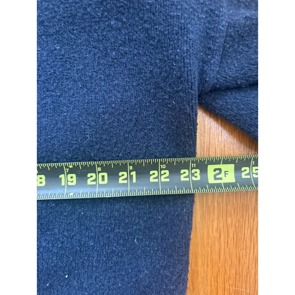 Abercrombie & Fitch Navy Blue V-Neck Varsity Stripe Cropped Sweater Small - Image 4