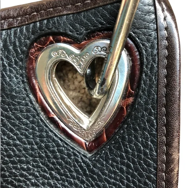 Brighton Pebble Leather Tortoise Shell Shoulder/Clutch Handbag Cut Outs Charm - Image 3