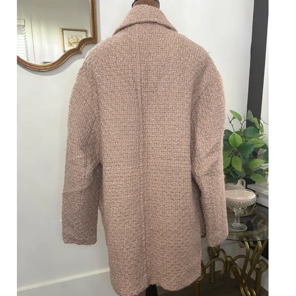 Abercrombie & Fitch Womens Coat, Tweed Long Sleeve, Overcoat, Blush Pink, L‎ - Image 3