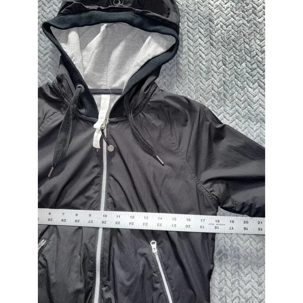 Lululemon Womens Swell Reversible Hooded Jacket Gray Black Full‎ Zip Hoodie Sz 4 - Image 7
