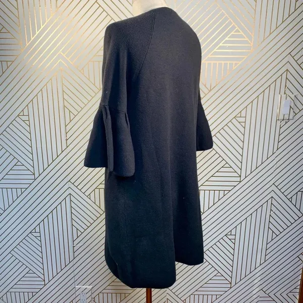 Anthropologie Moth Chester Sweater Tunic Dress Bell Sleeve Black Size‎ Small - Image 7